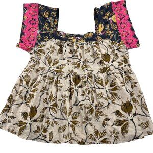 Jodifl Floral Peasant Top Embroidered Sleeves Women's Medium‎